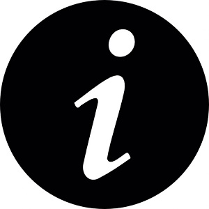 lowercase, italic letter i. the character is white on a black background