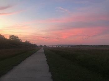 a trail at sunset