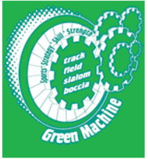 not sure what the graphic's supposed to be, but the text says track, field, slalom, boccia green machine