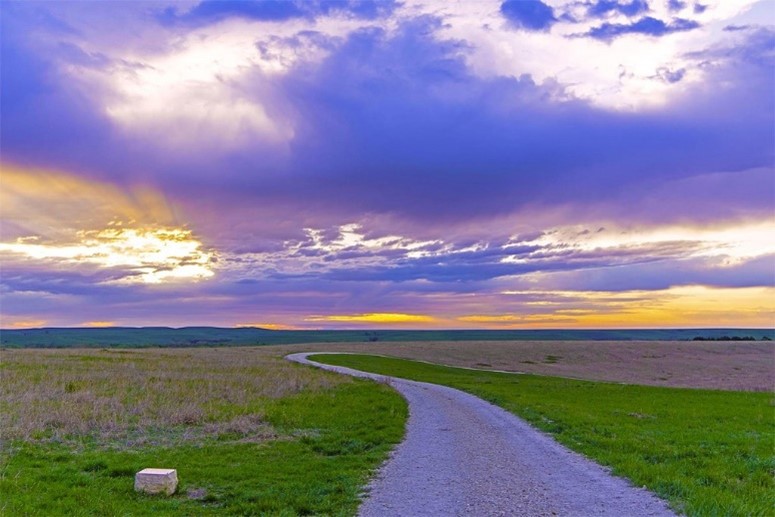 gravel trail through the prairie